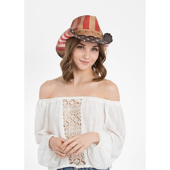 Cody James American Flag Straw‎ Cowboy Drifter Hat main image 7